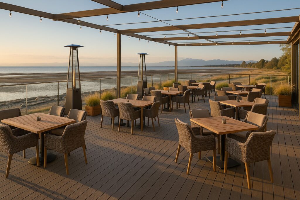 outdoor dining area with view local | GPS: 49.136935, -122.995872