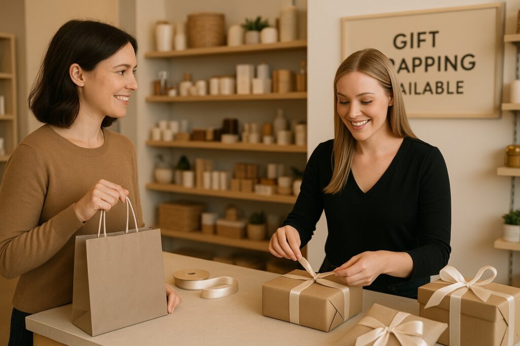 gift wrapping local store with two women preparing packages New Westminster, BC Gift Shops: Where to Find Thoughtful Presents