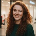 smiling woman with curly hair delta in mall New Westminster Local smiling woman with curly hair delta in mall New Westminster Local