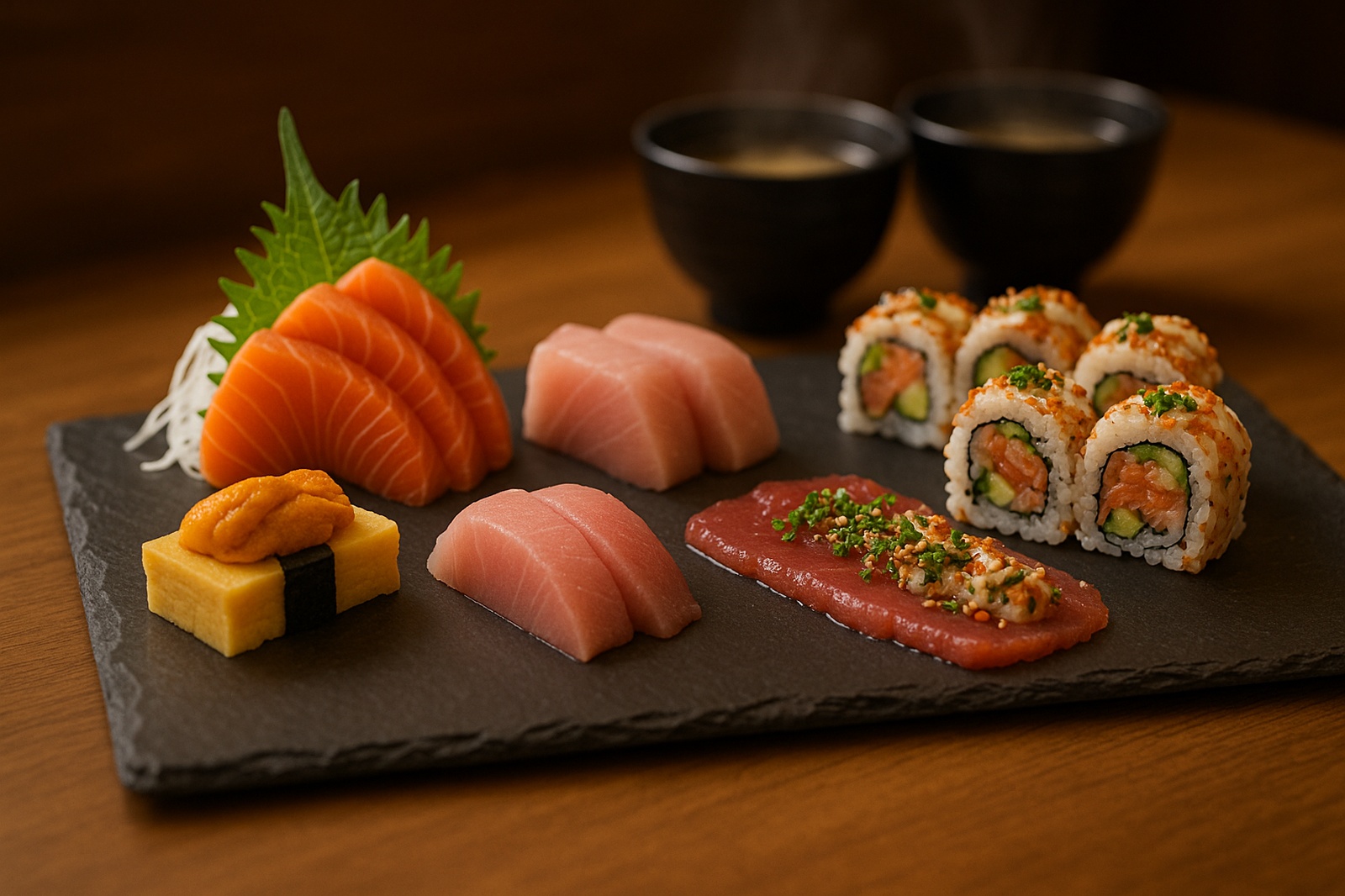 sushi platter with fresh local seafood and miso soup local Sushi in New Westminster