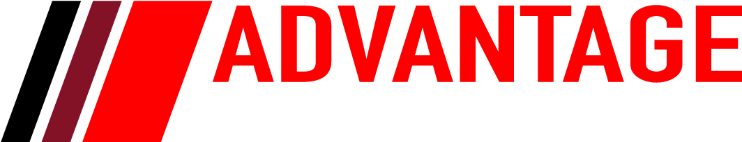 Advantage Tire logo with red and black diagonal stripes