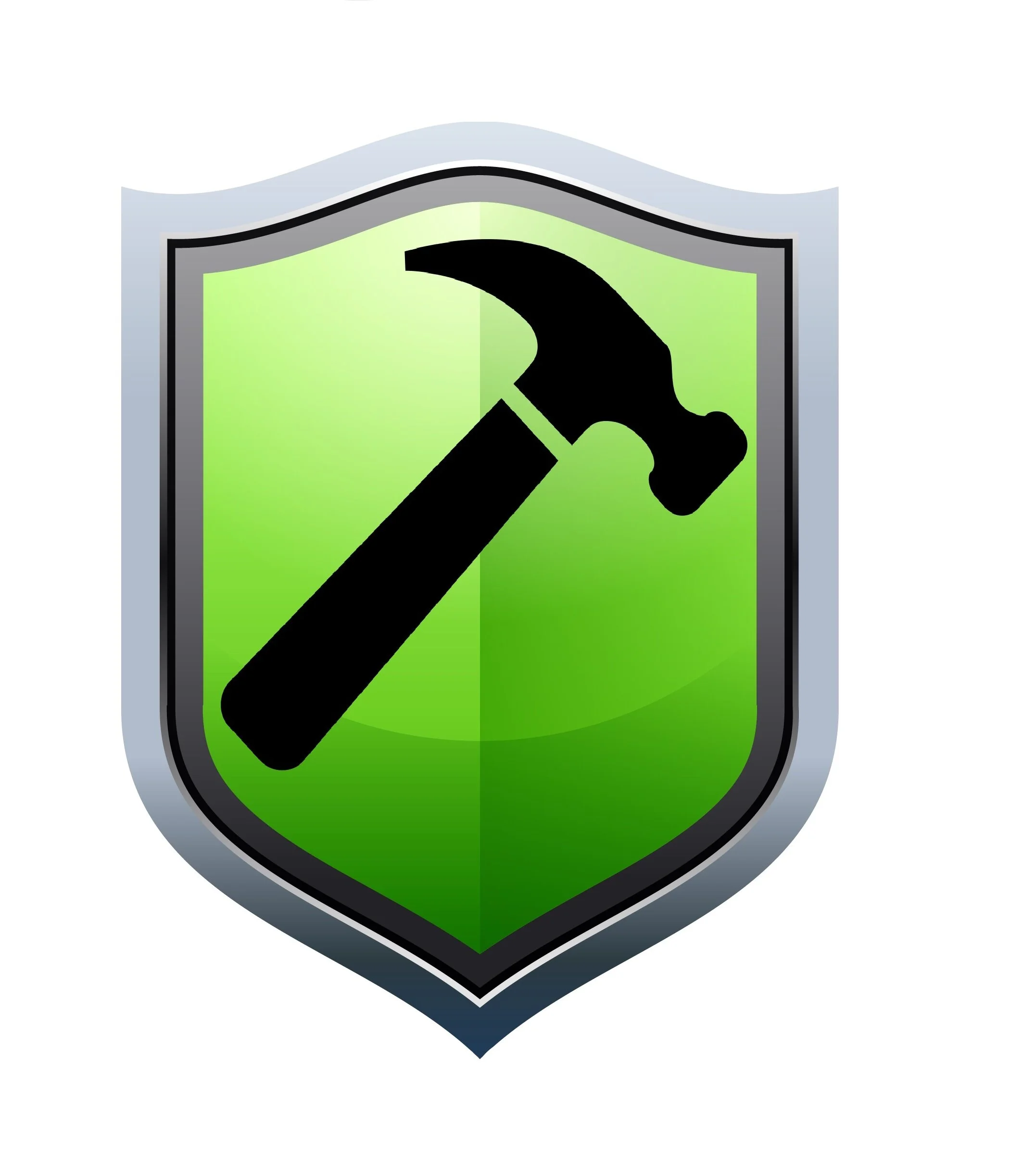 Revitalize Home Repair & Renovations logo featuring a hammer on a green shield badge
