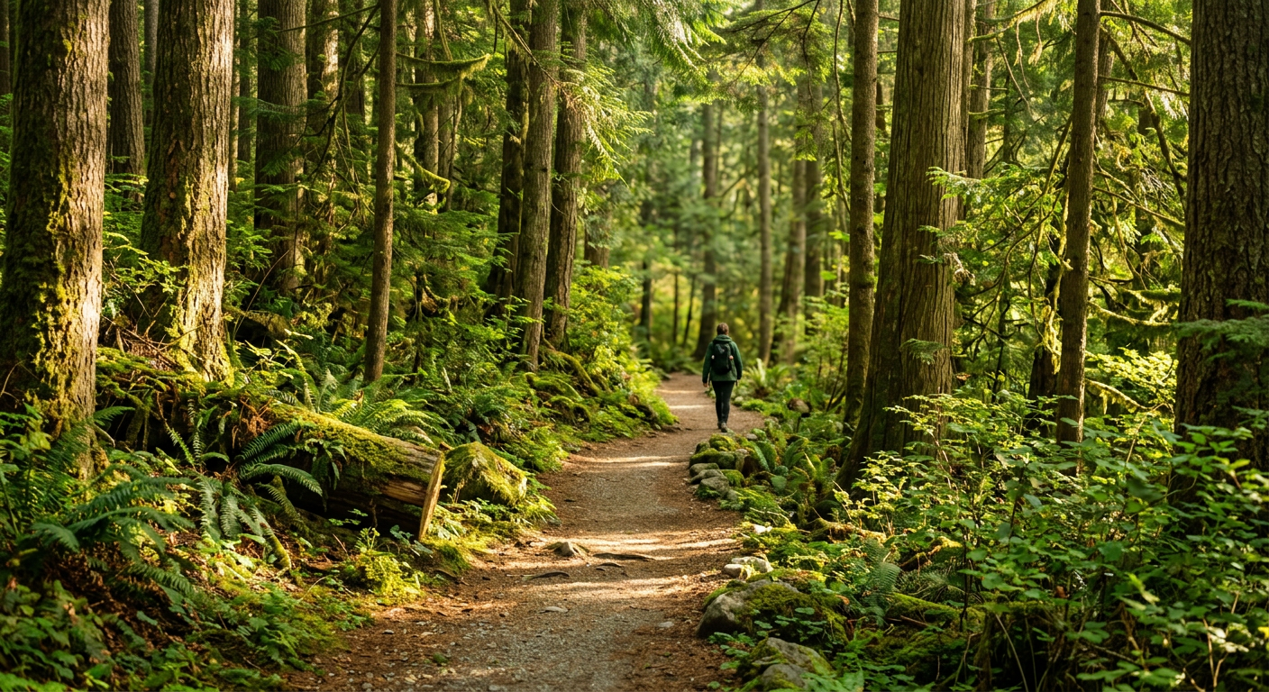 Tranquil forest path in Port Moody Tranquil forest path, Port Moody