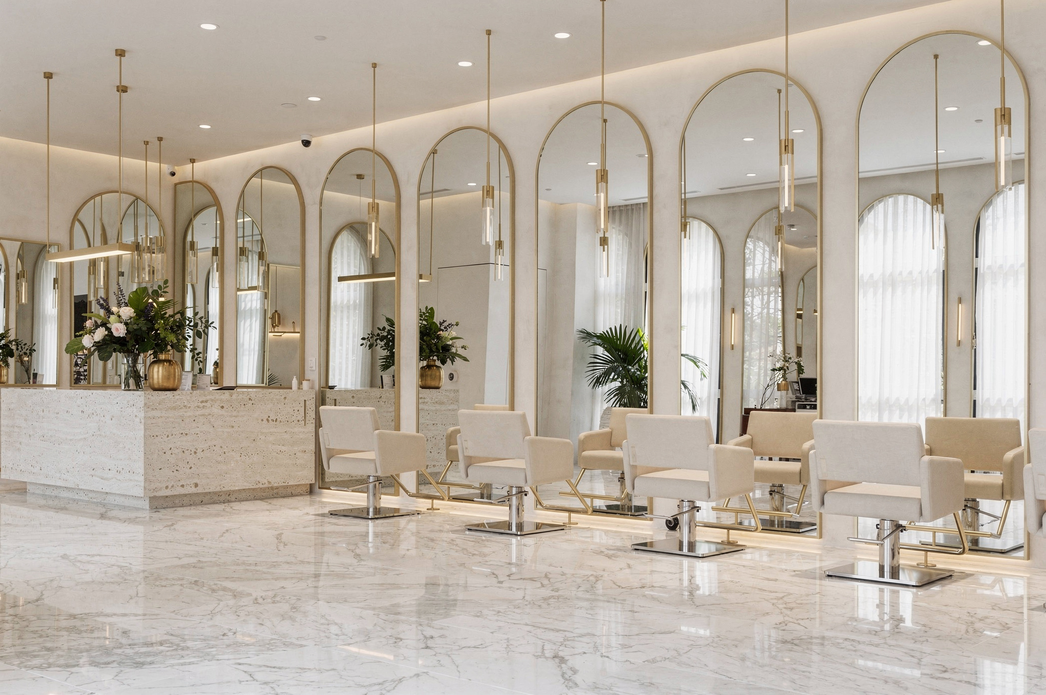 LUXE Hair Salon in Port Moody with elegant mirrors and polished styling stations