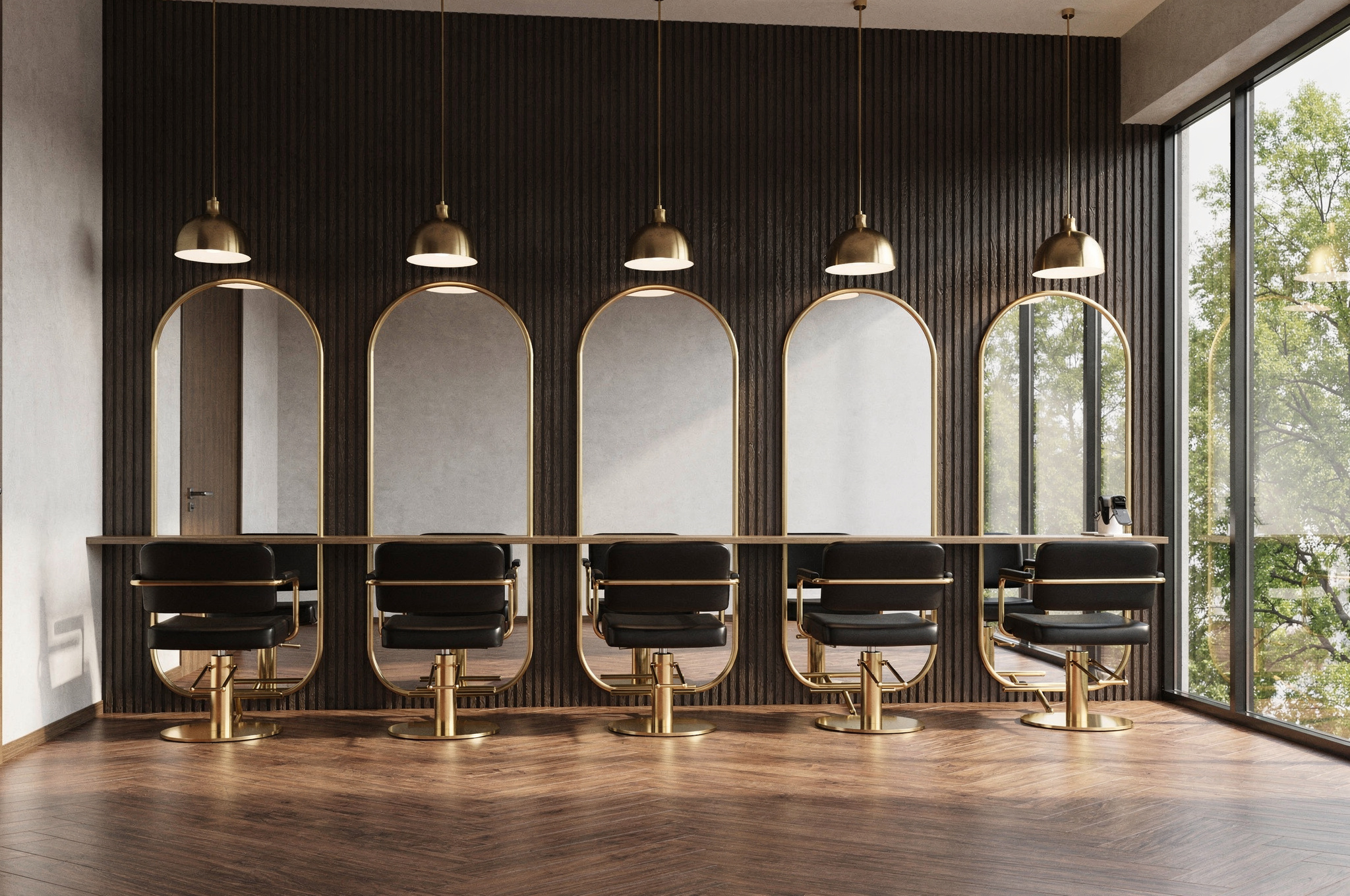 Melika Hair Salon with clean styling chairs and bright mirrors in Port Moody