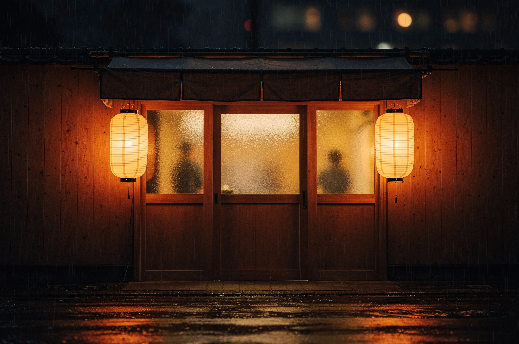 Sushi restaurant in Port Moody with warm evening lighting